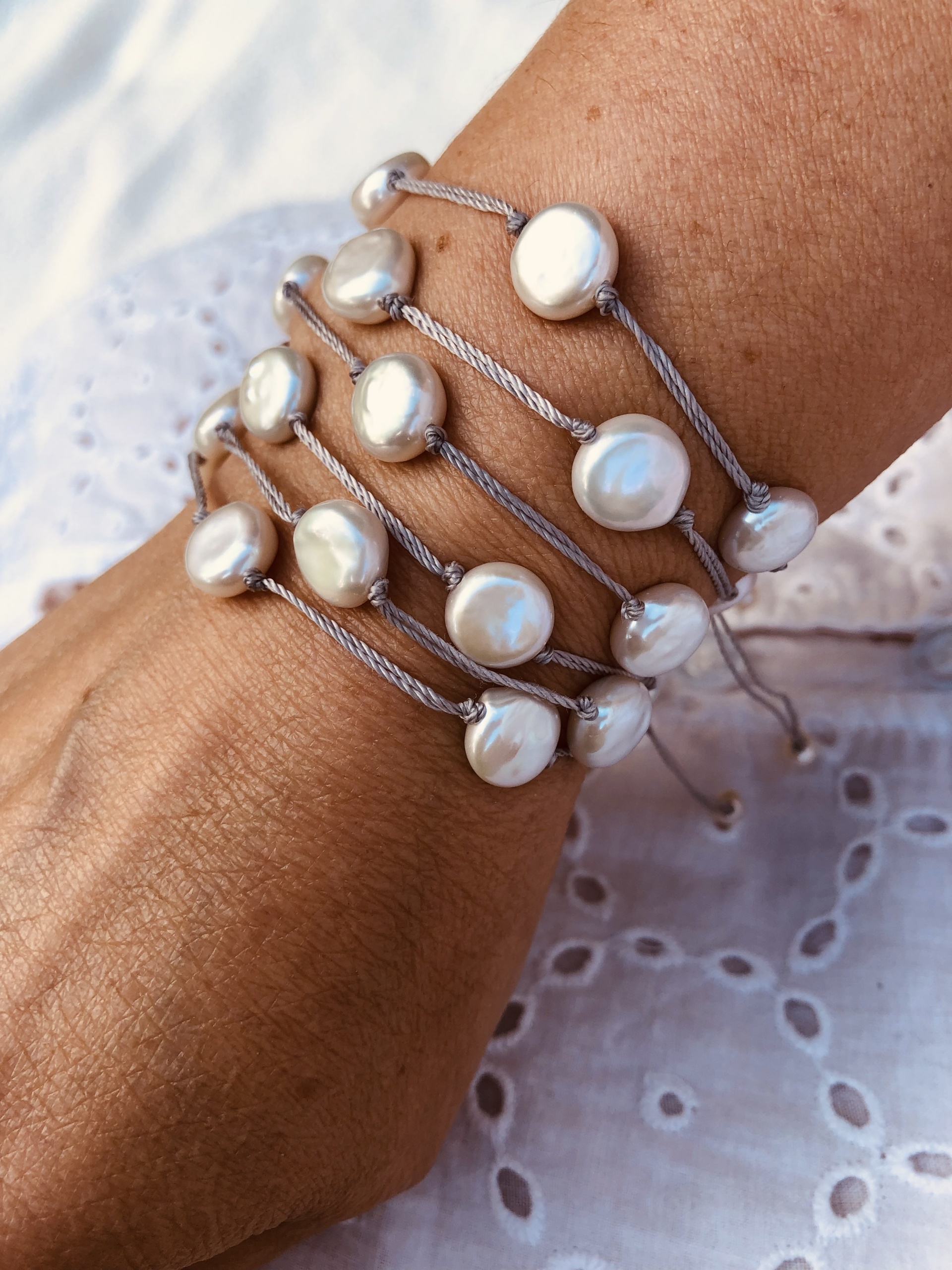 Bracelet perles fil de soie